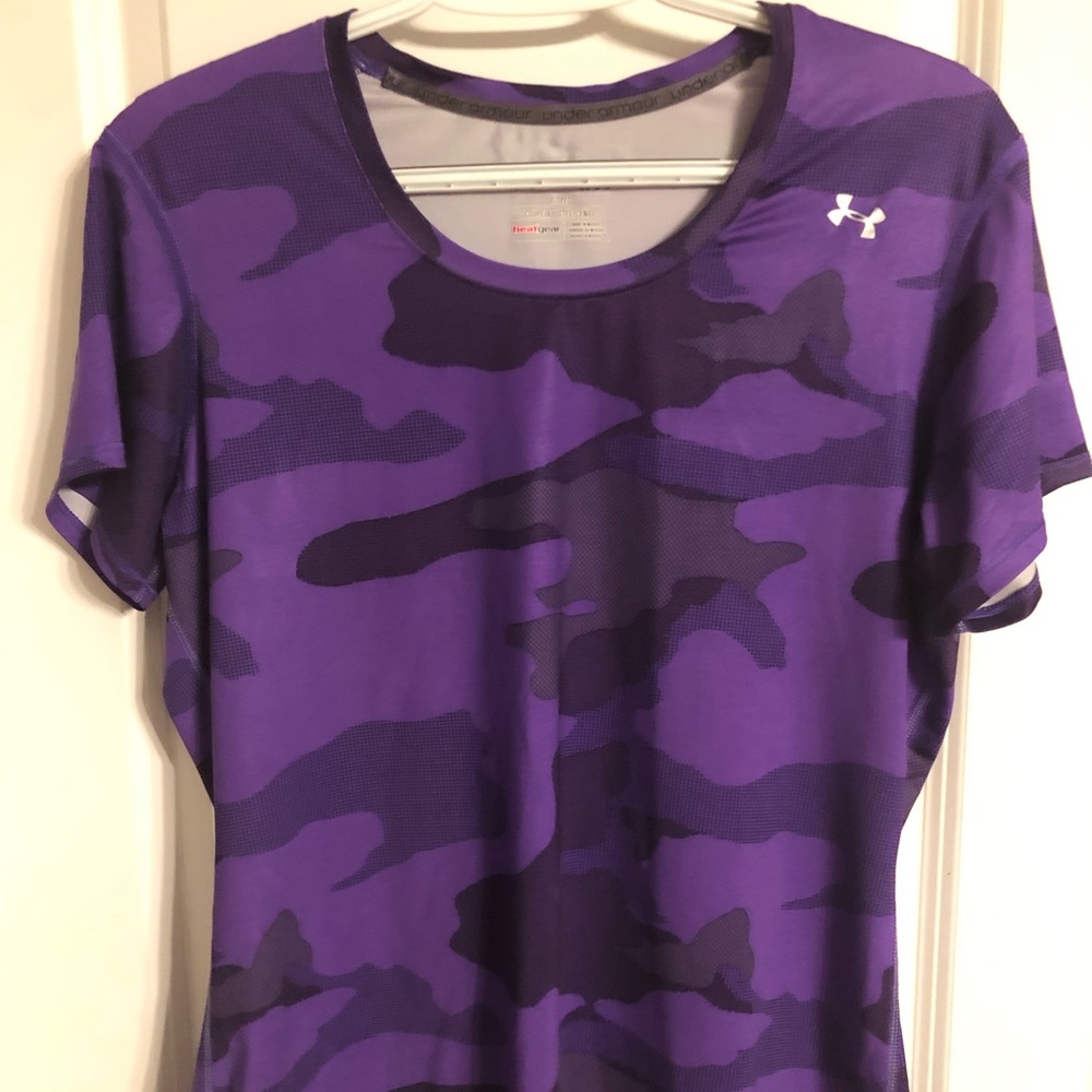 Under Armour heat-gear fitted purple camo t-shirt